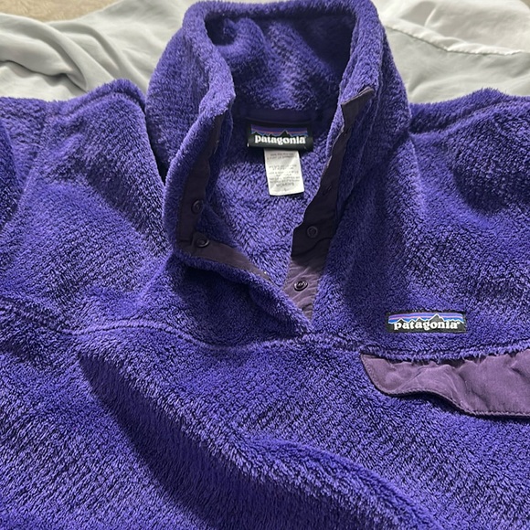 Patagonia Womens Purple Retool Snap Fleece Pullover Size Large - Picture 1 of 8